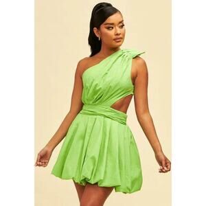 Lilly’s Kloset Women’s Medium Green Bubble Skirt One Shoulder Dress
